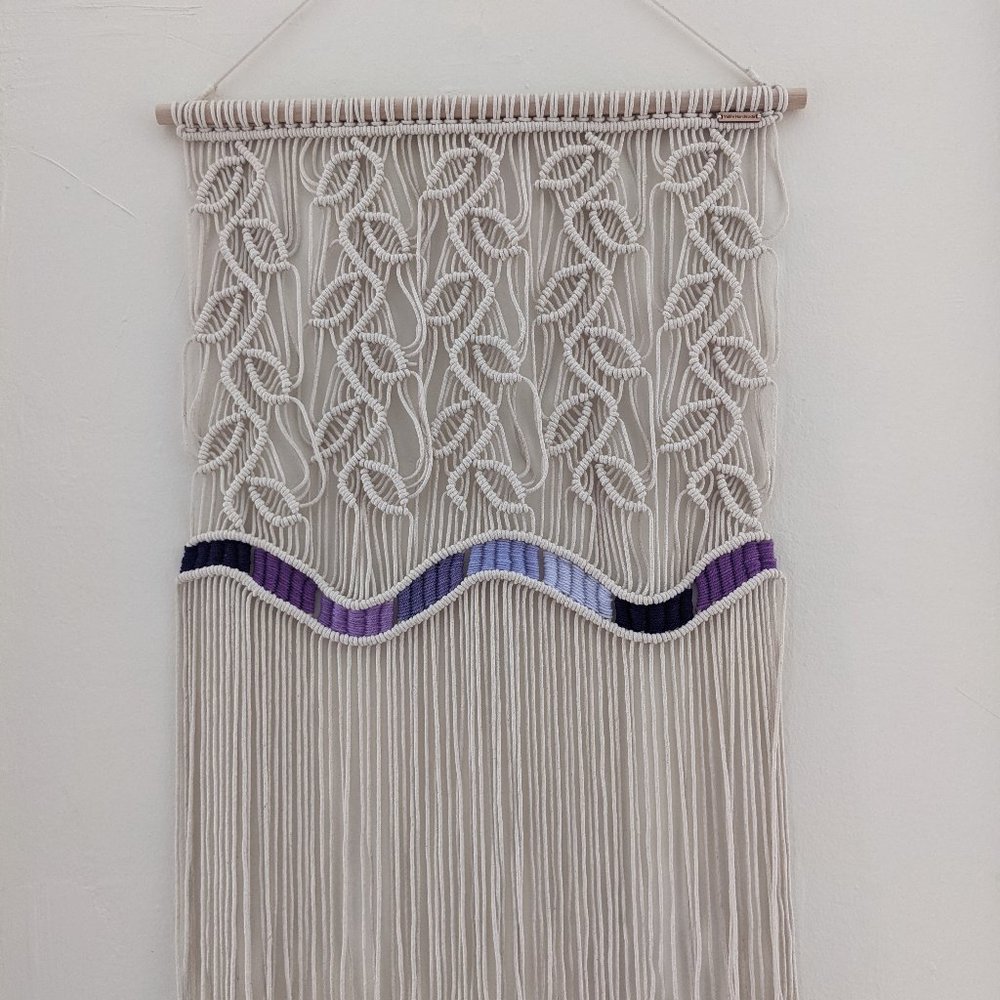 Macrame Handmade Wall Hanging - Purple Ombre Leaf Motif, MOVING SALE! - $200